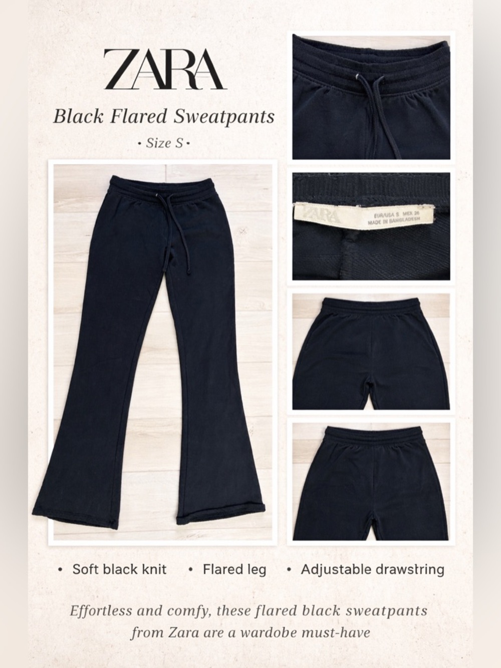 Zara Kids Black Flared Jogger Sweatpants